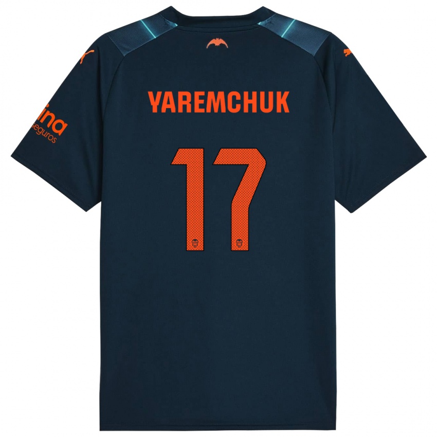 Kinder Roman Yaremchuk #17 Marineblau Auswärtstrikot Trikot 2023/24 T-Shirt