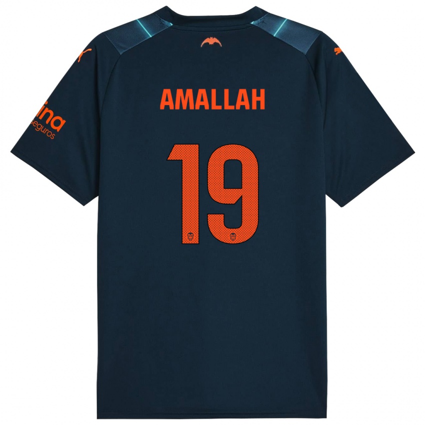 Kinder Selim Amallah #19 Marineblau Auswärtstrikot Trikot 2023/24 T-Shirt