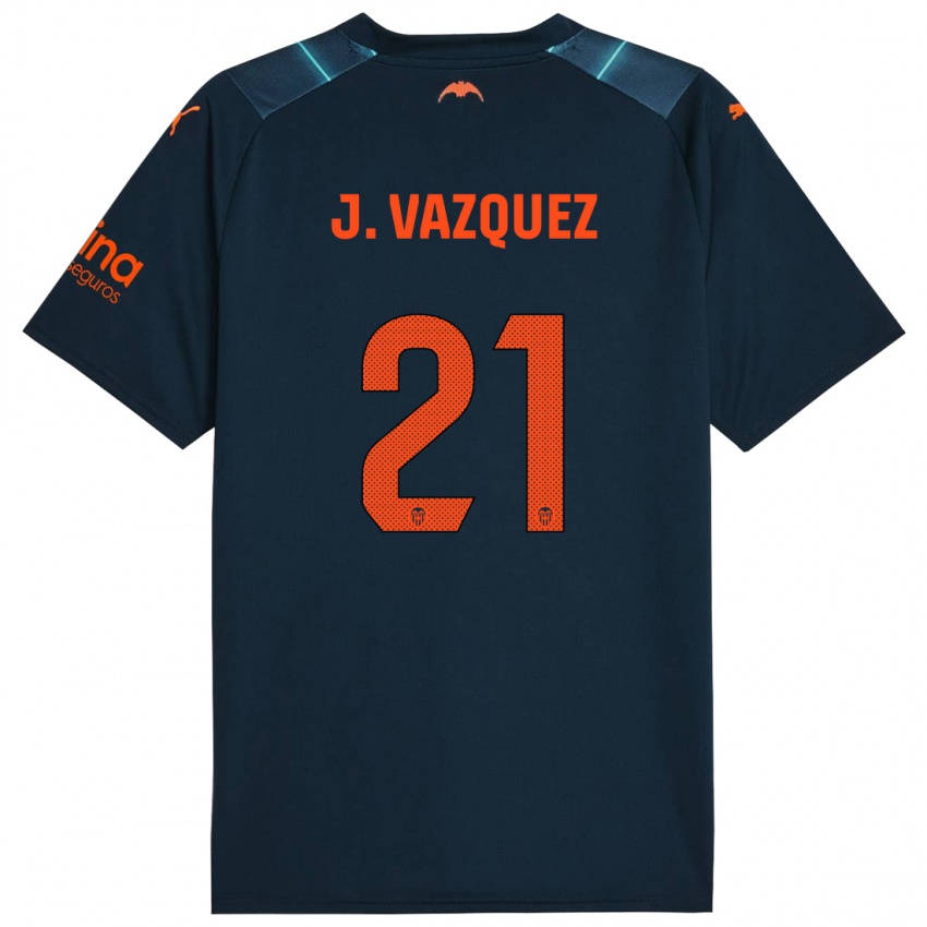 Kinder Jesús Vázquez #21 Marineblau Auswärtstrikot Trikot 2023/24 T-Shirt