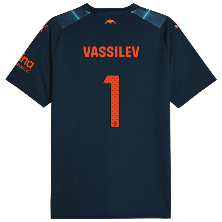 Kinder David Vassilev #1 Marineblau Auswärtstrikot Trikot 2023/24 T-Shirt
