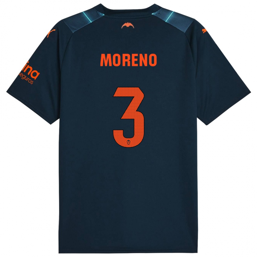 Kinder Diego Moreno #3 Marineblau Auswärtstrikot Trikot 2023/24 T-Shirt