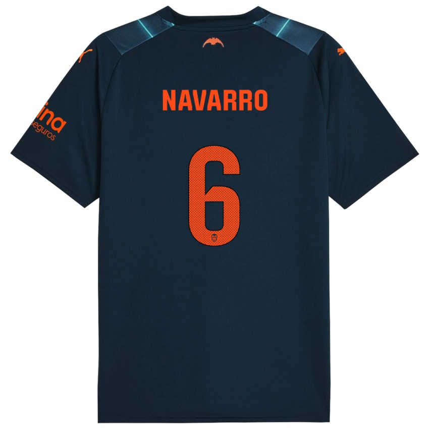 Kinder Javi Navarro #6 Marineblau Auswärtstrikot Trikot 2023/24 T-Shirt