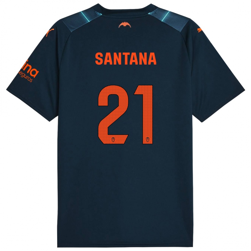 Kinder Ismael Santana #21 Marineblau Auswärtstrikot Trikot 2023/24 T-Shirt