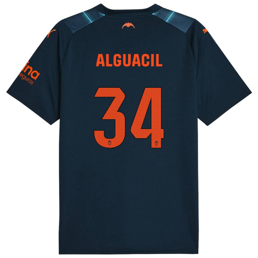 Kinder Ainhoa Alguacil #34 Marineblau Auswärtstrikot Trikot 2023/24 T-Shirt