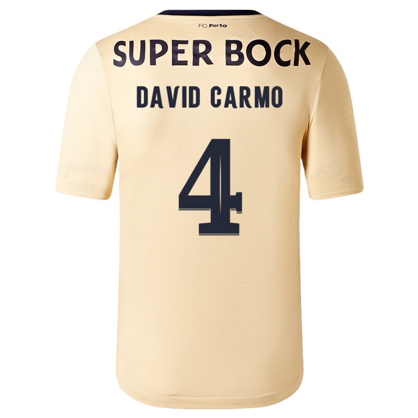 Kinder David Carmo #4 Beige-Gold Auswärtstrikot Trikot 2023/24 T-Shirt