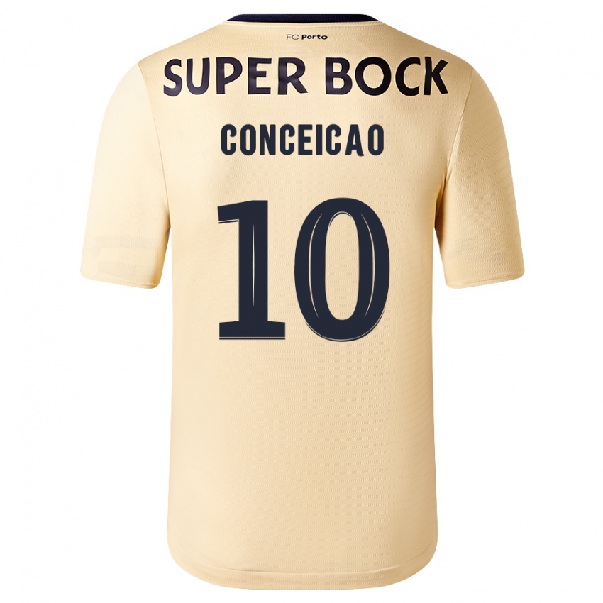 Kinder Francisco Conceicao #10 Beige-Gold Auswärtstrikot Trikot 2023/24 T-Shirt