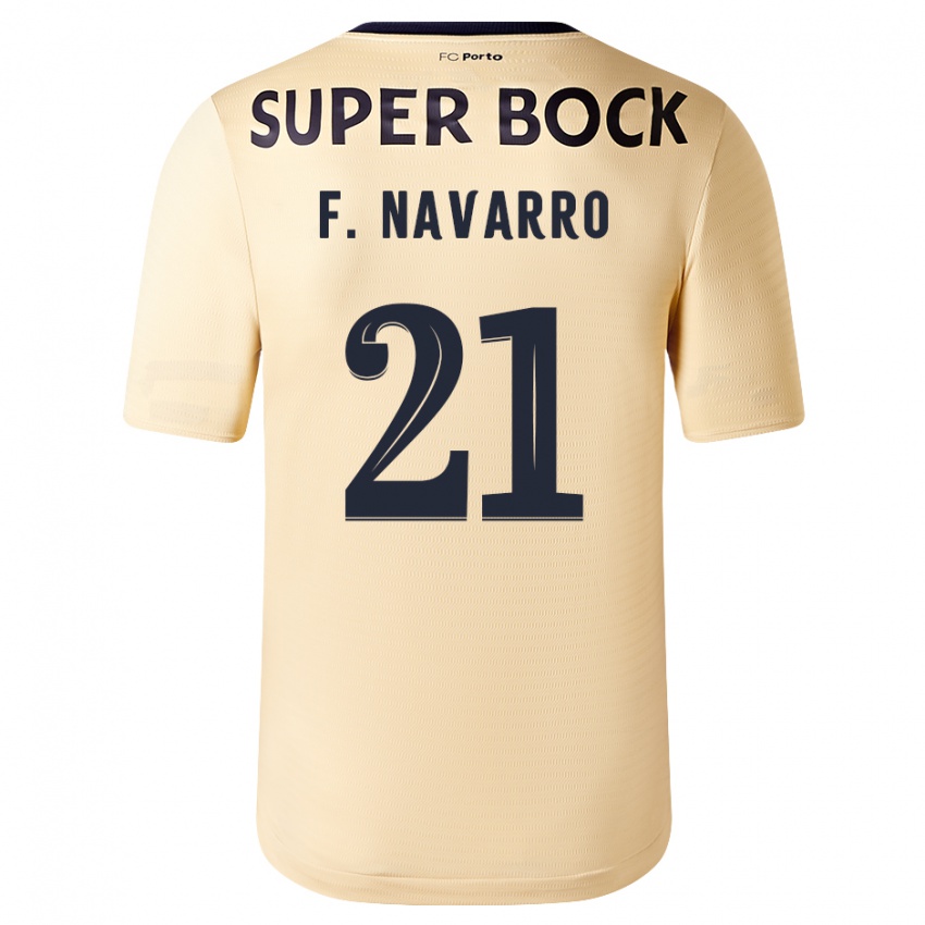 Kinder Fran Navarro #21 Beige-Gold Auswärtstrikot Trikot 2023/24 T-Shirt