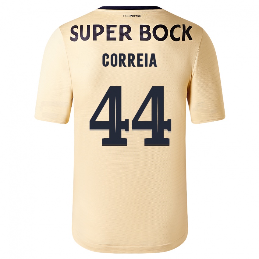 Kinder Romain Correia #44 Beige-Gold Auswärtstrikot Trikot 2023/24 T-Shirt