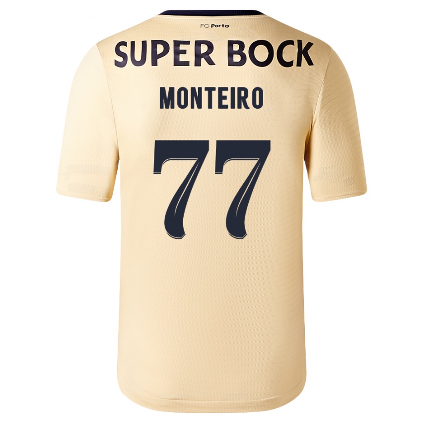 Kinder Rui Monteiro #77 Beige-Gold Auswärtstrikot Trikot 2023/24 T-Shirt