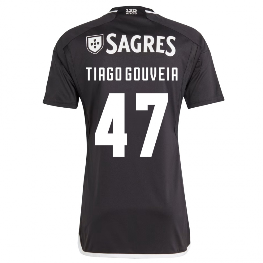 Kinder Tiago Gouveia #47 Schwarz Auswärtstrikot Trikot 2023/24 T-Shirt