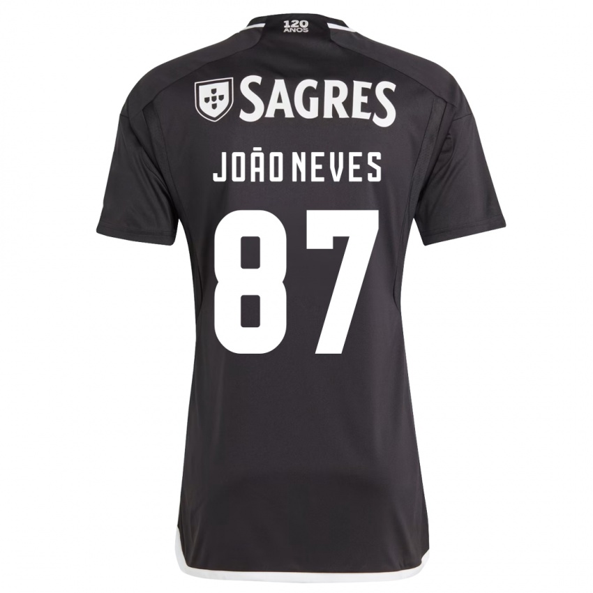 Kinder João Neves #87 Schwarz Auswärtstrikot Trikot 2023/24 T-Shirt