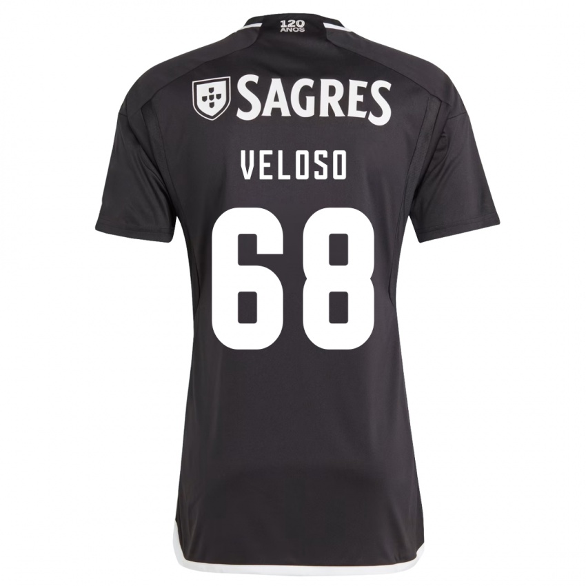 Kinder João Veloso #68 Schwarz Auswärtstrikot Trikot 2023/24 T-Shirt