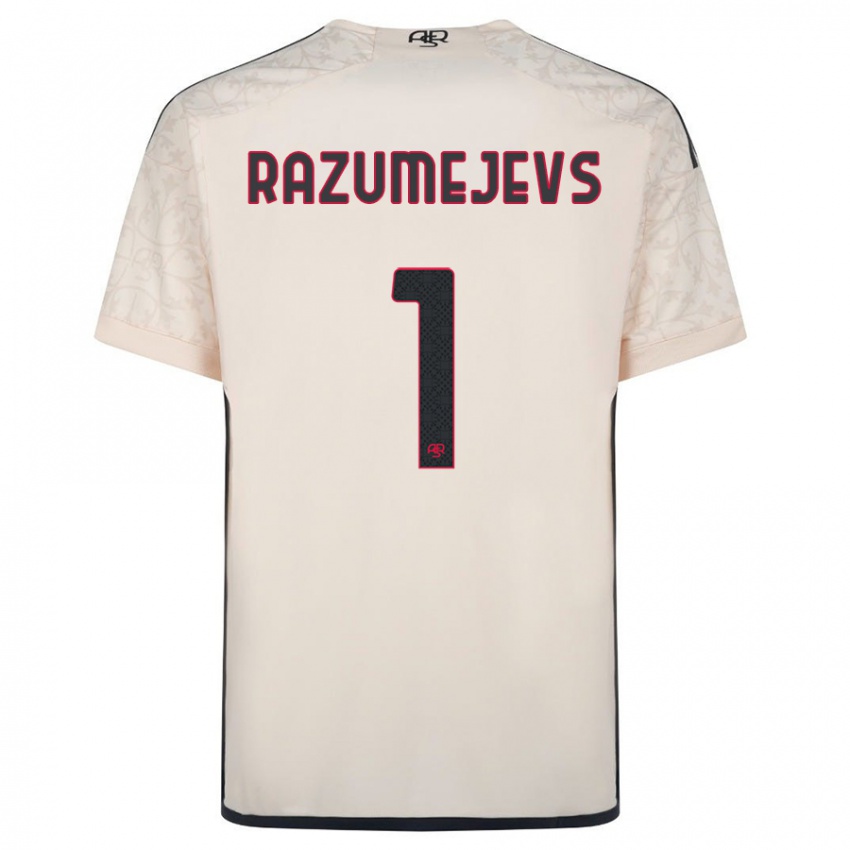 Kinder Vladislavs Razumejevs #1 Cremefarben Auswärtstrikot Trikot 2023/24 T-Shirt