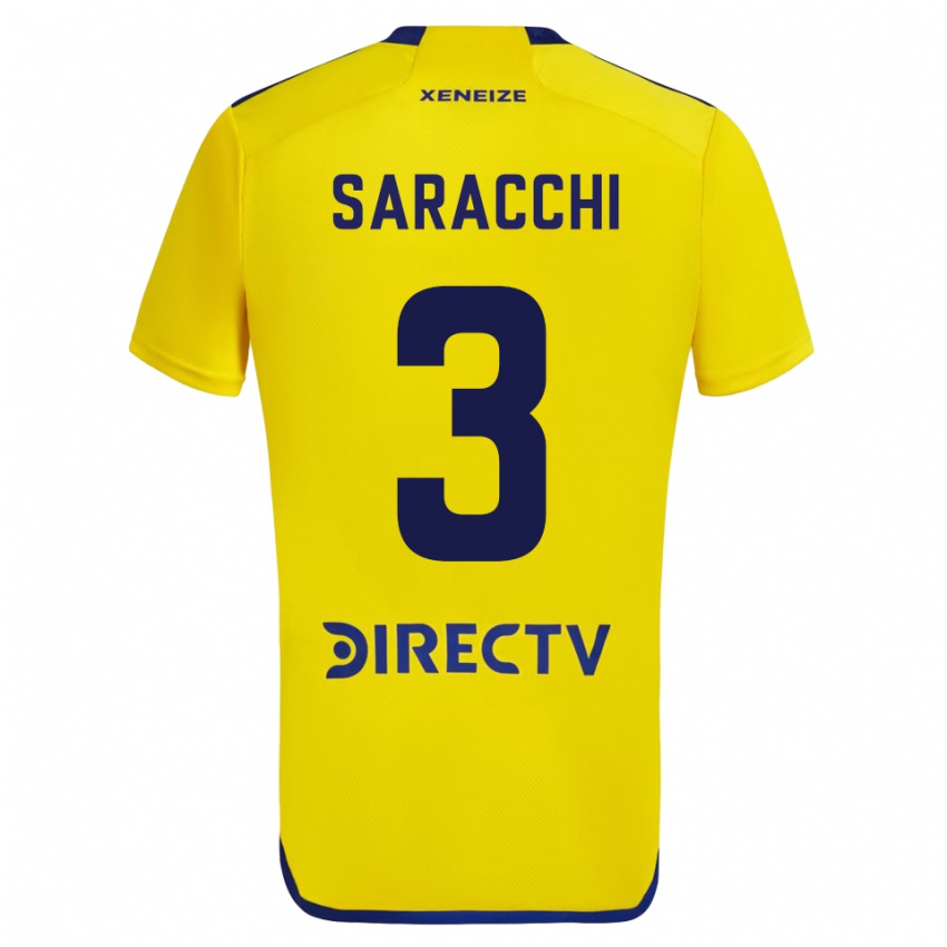 Kinder Marcelo Saracchi #3 Gelb Auswärtstrikot Trikot 2023/24 T-Shirt