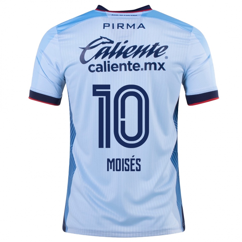 Kinder Moisés Vieira #10 Himmelblau Auswärtstrikot Trikot 2023/24 T-Shirt