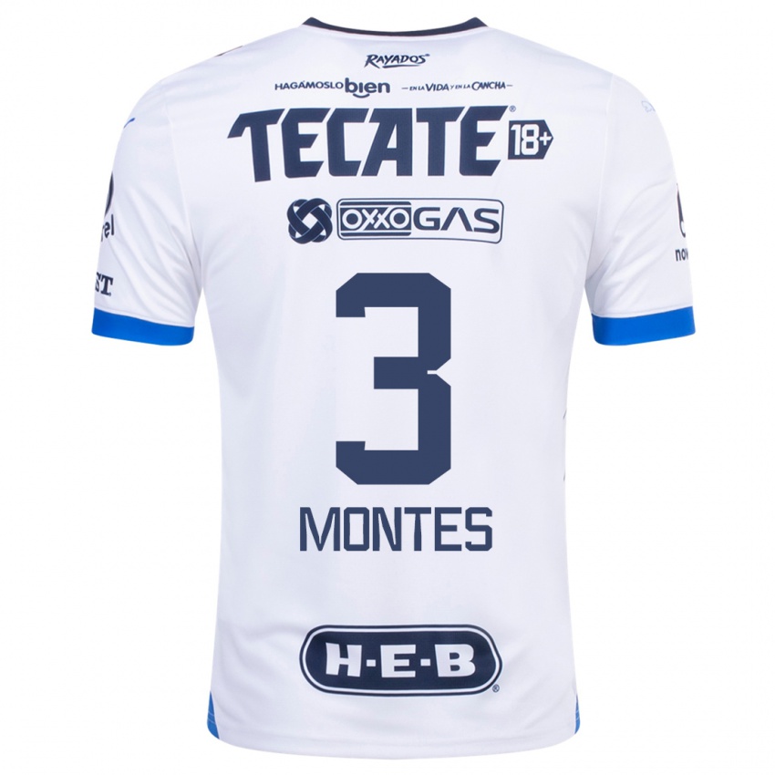 Kinder Cesar Montes #3 Weiß Auswärtstrikot Trikot 2023/24 T-Shirt