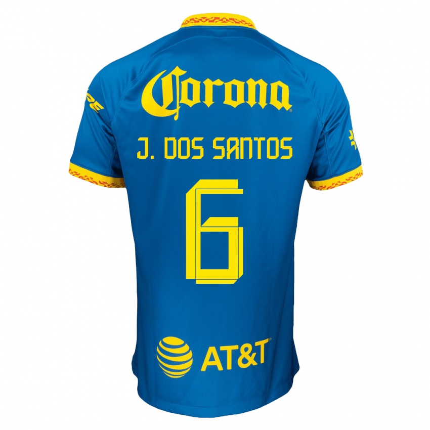 Kinder Jonathan Dos Santos #6 Blau Auswärtstrikot Trikot 2023/24 T-Shirt