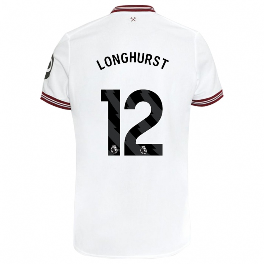 Herren Kate Longhurst #12 Weiß Auswärtstrikot Trikot 2023/24 T-Shirt