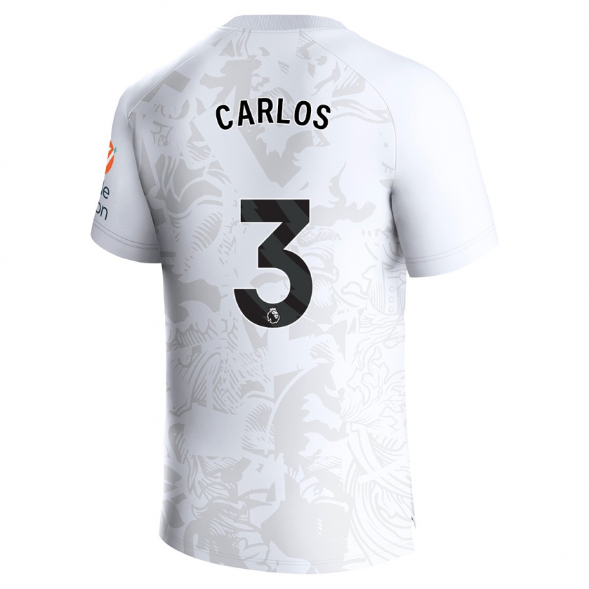 Herren Diego Carlos #3 Weiß Auswärtstrikot Trikot 2023/24 T-Shirt