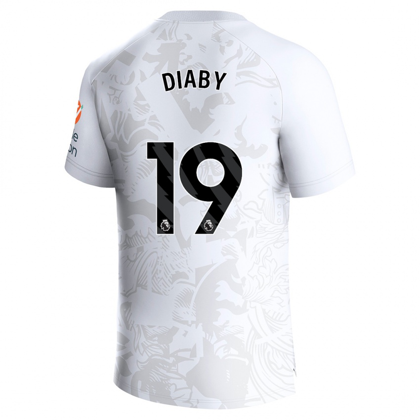 Herren Moussa Diaby #19 Weiß Auswärtstrikot Trikot 2023/24 T-Shirt