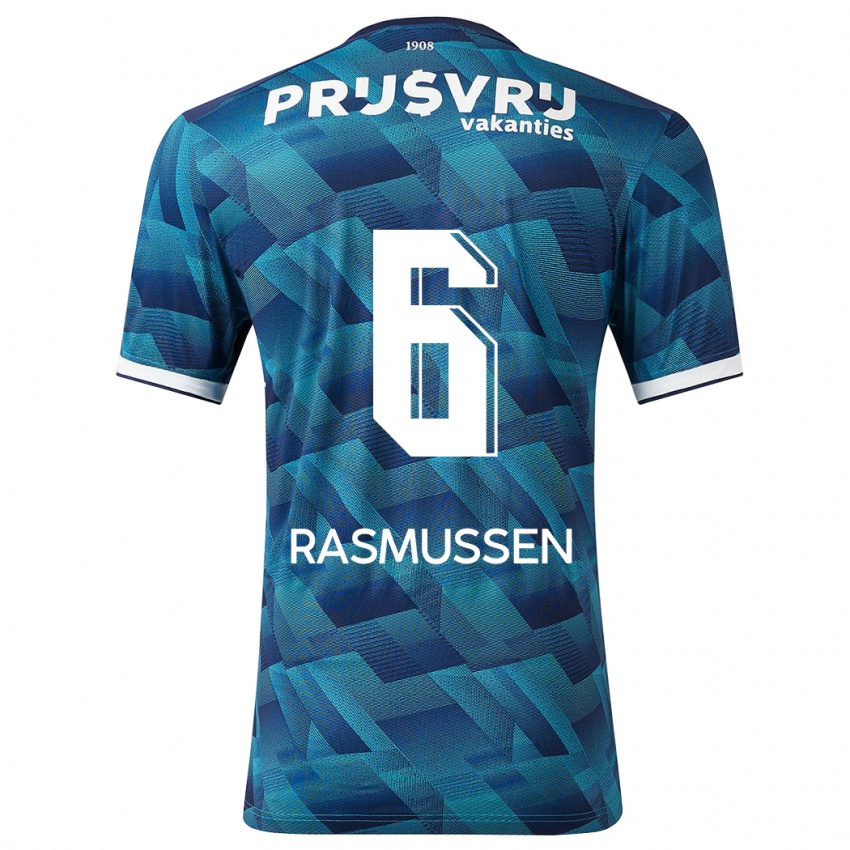 Herren Jacob Rasmussen #6 Blau Auswärtstrikot Trikot 2023/24 T-Shirt
