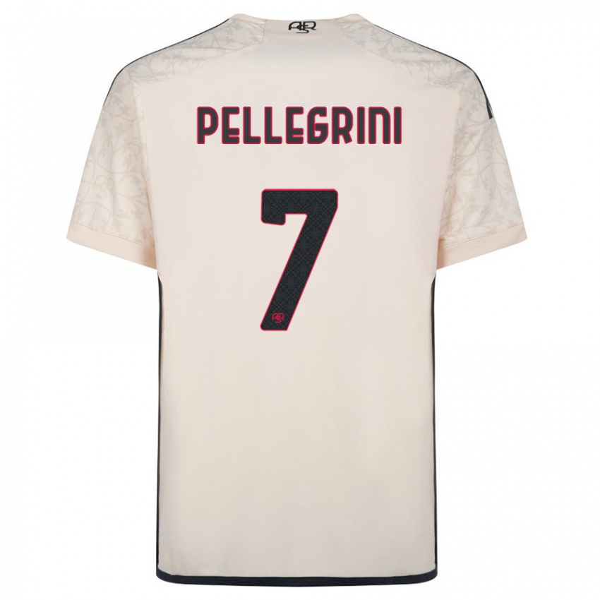 Herren Lorenzo Pellegrini #7 Cremefarben Auswärtstrikot Trikot 2023/24 T-Shirt