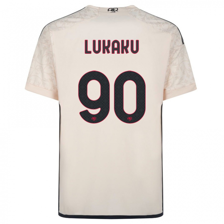 Herren Romelu Lukaku #90 Cremefarben Auswärtstrikot Trikot 2023/24 T-Shirt