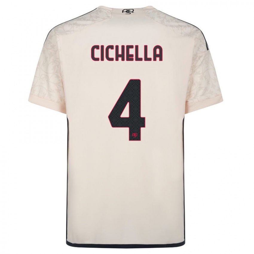 Herren Matteo Cichella #4 Cremefarben Auswärtstrikot Trikot 2023/24 T-Shirt