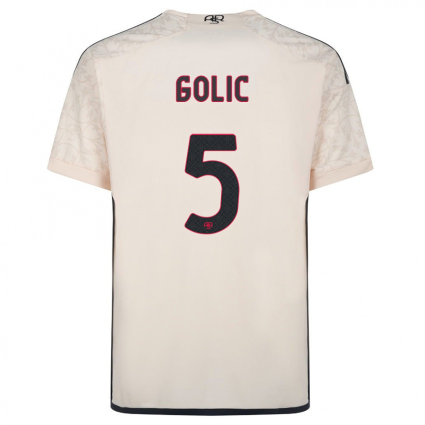 Herren Lovro Golic #5 Cremefarben Auswärtstrikot Trikot 2023/24 T-Shirt