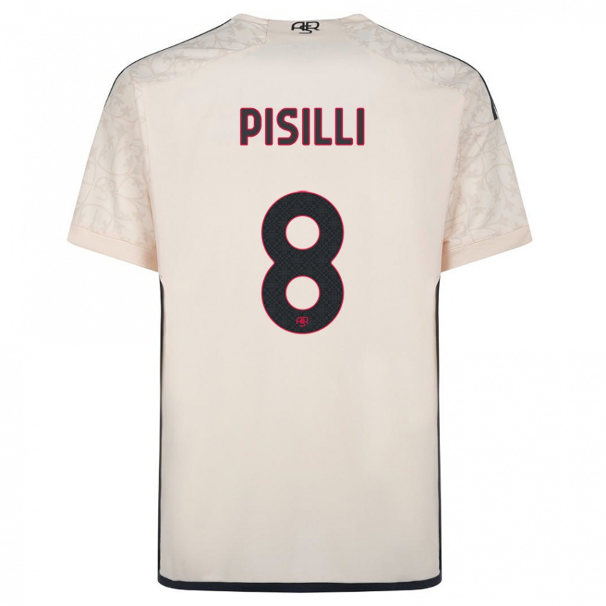 Herren Niccolo Pisilli #8 Cremefarben Auswärtstrikot Trikot 2023/24 T-Shirt