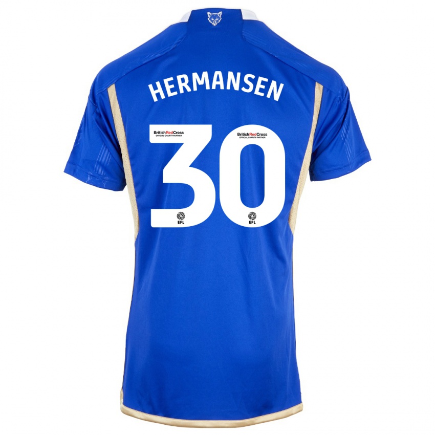 Damen Mads Hermansen #30 Königsblau Heimtrikot Trikot 2023/24 T-Shirt