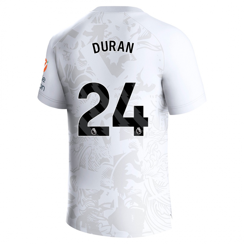 Damen Jhon Durán #24 Weiß Auswärtstrikot Trikot 2023/24 T-Shirt