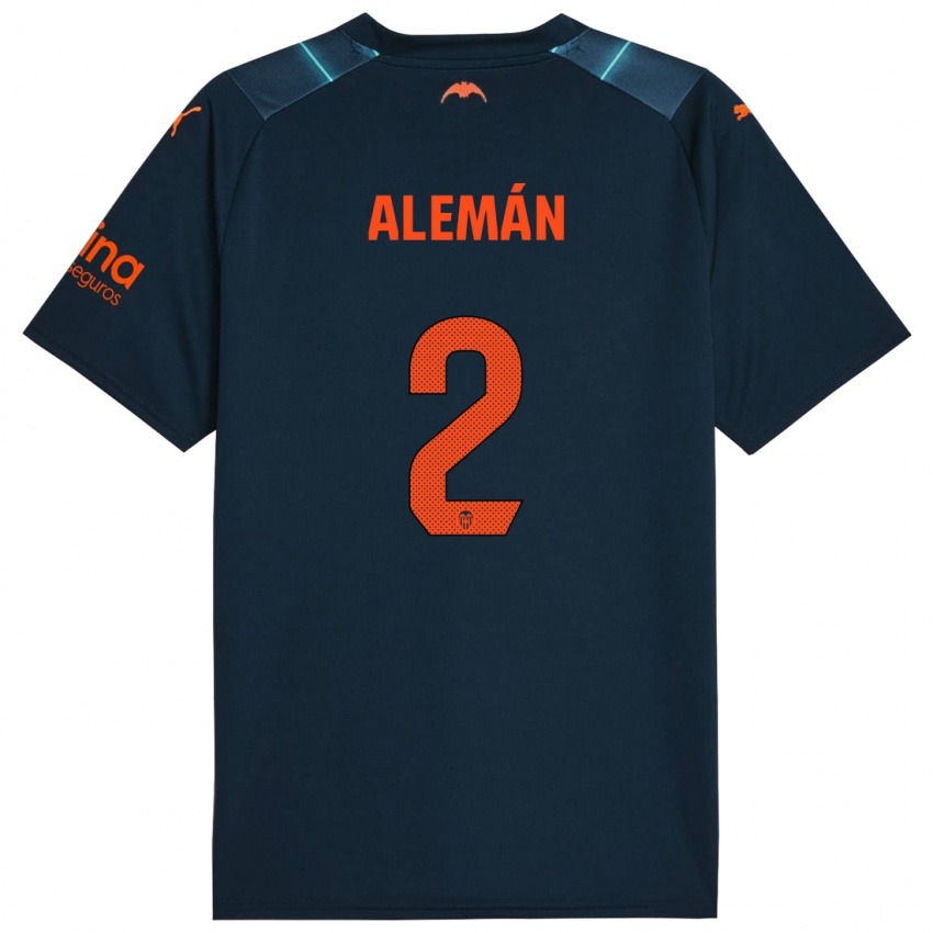 Damen Carlos Alemán #2 Marineblau Auswärtstrikot Trikot 2023/24 T-Shirt