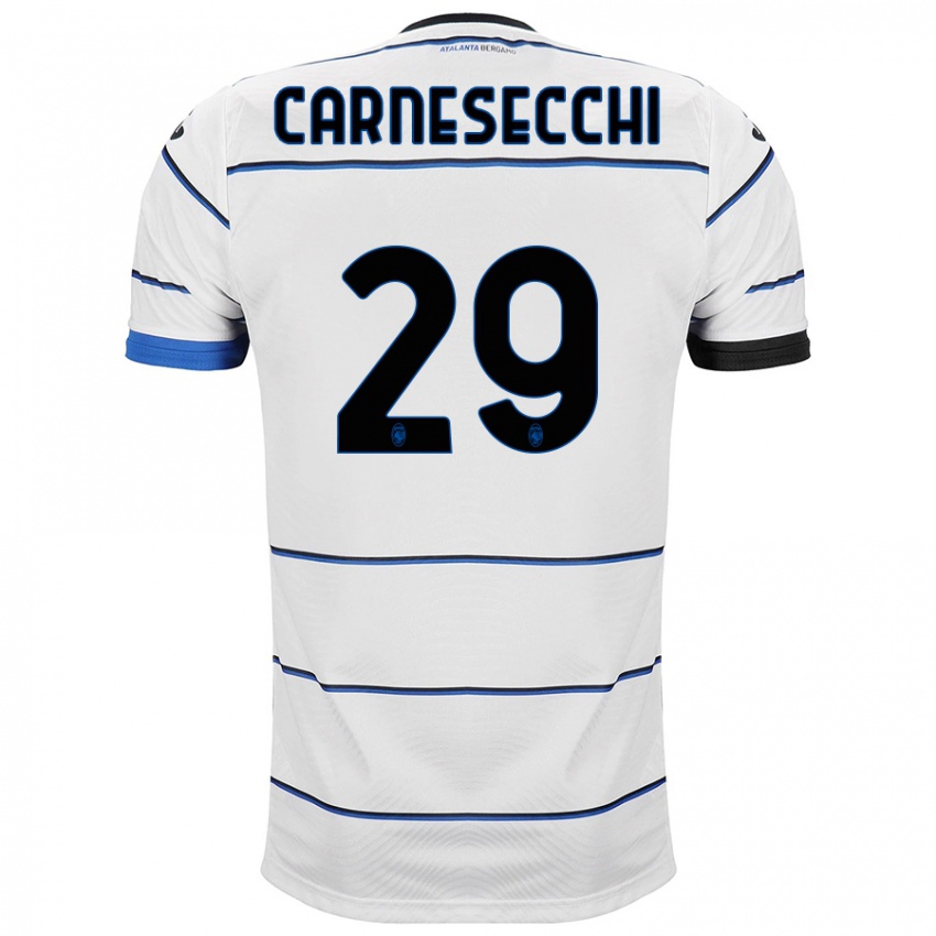 Damen Marco Carnesecchi #29 Weiß Auswärtstrikot Trikot 2023/24 T-Shirt