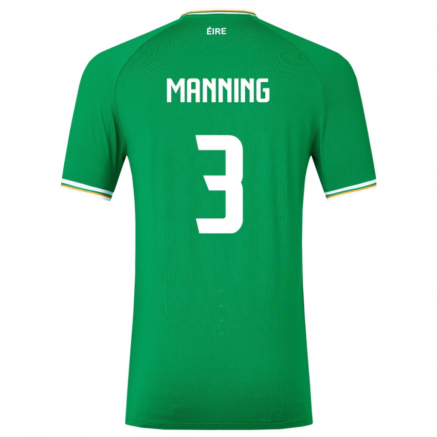 Kinder Irische Ryan Manning #3 Grün Heimtrikot Trikot 24-26 T-Shirt