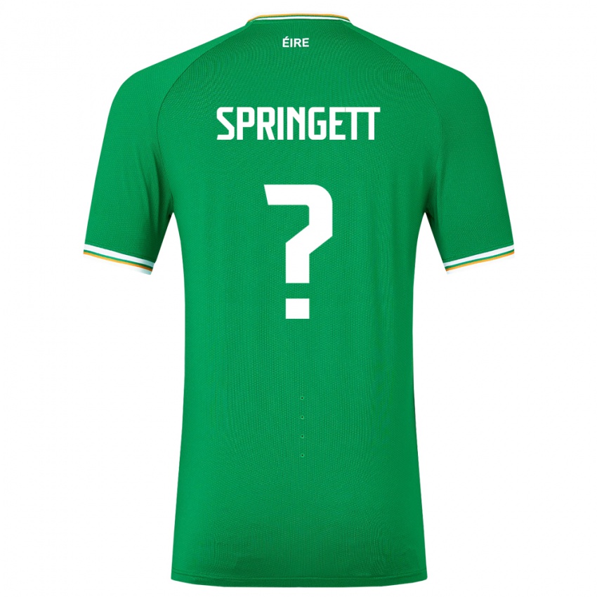 Kinder Irische Tony Springett #0 Grün Heimtrikot Trikot 24-26 T-Shirt