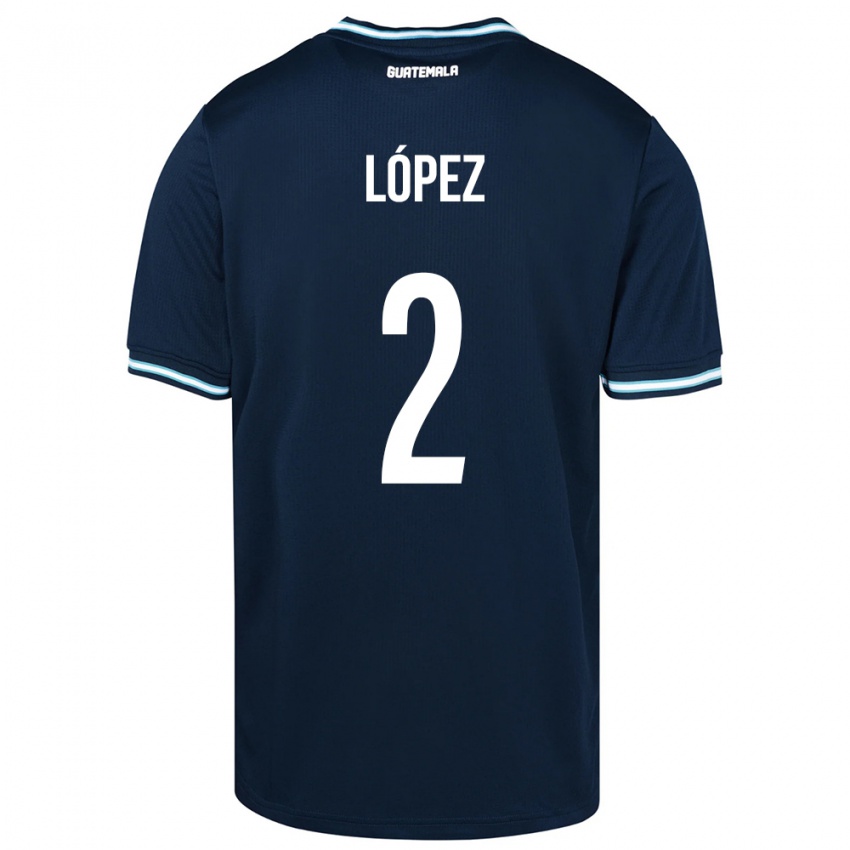 Damen Guatemala Francisco López #2 Blau Auswärtstrikot Trikot 24-26 T-Shirt