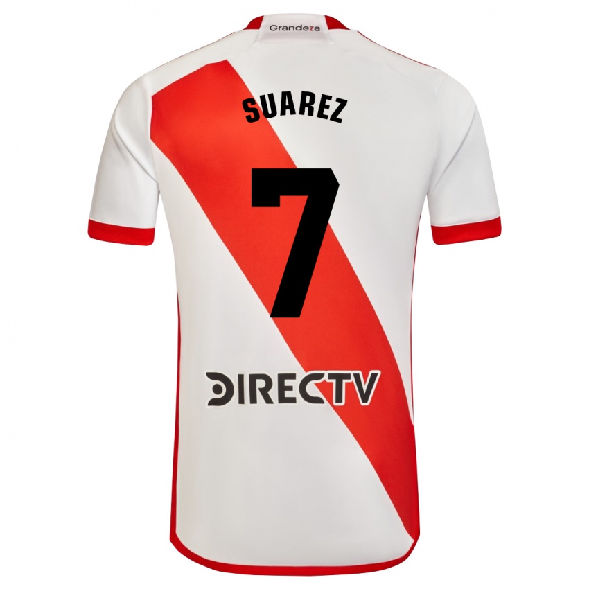 Kinder Matias Suarez #7 Weiß Rot Heimtrikot Trikot 2023/24 T-Shirt
