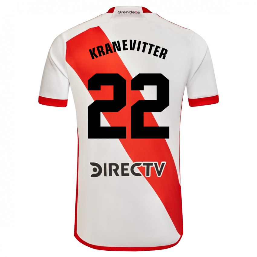 Kinder Matías Kranevitter #22 Weiß Rot Heimtrikot Trikot 2023/24 T-Shirt