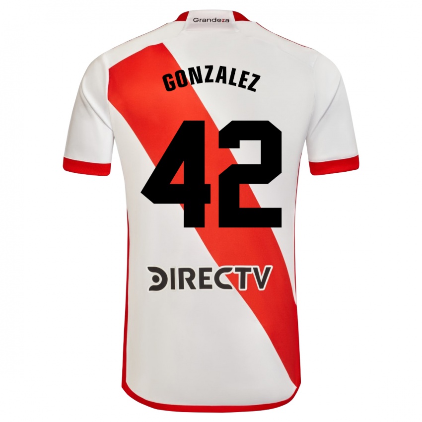 Kinder Alexis González #42 Weiß Rot Heimtrikot Trikot 2023/24 T-Shirt