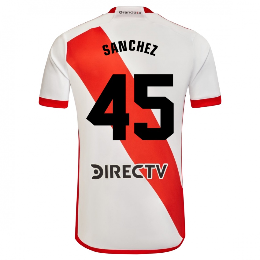 Kinder Sebastián Sánchez #45 Weiß Rot Heimtrikot Trikot 2023/24 T-Shirt