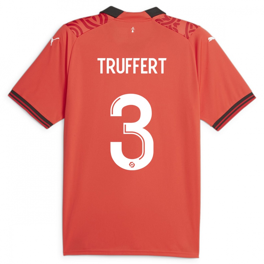 Kinder Adrien Truffert #3 Rot Heimtrikot Trikot 2023/24 T-Shirt