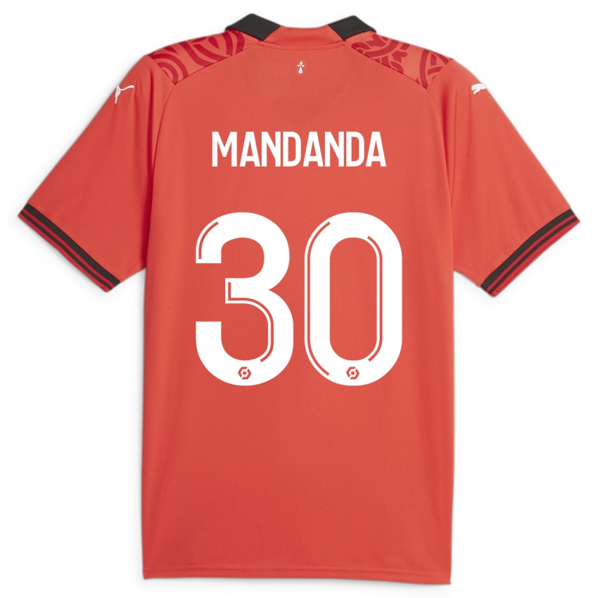 Kinder Steve Mandanda #30 Rot Heimtrikot Trikot 2023/24 T-Shirt