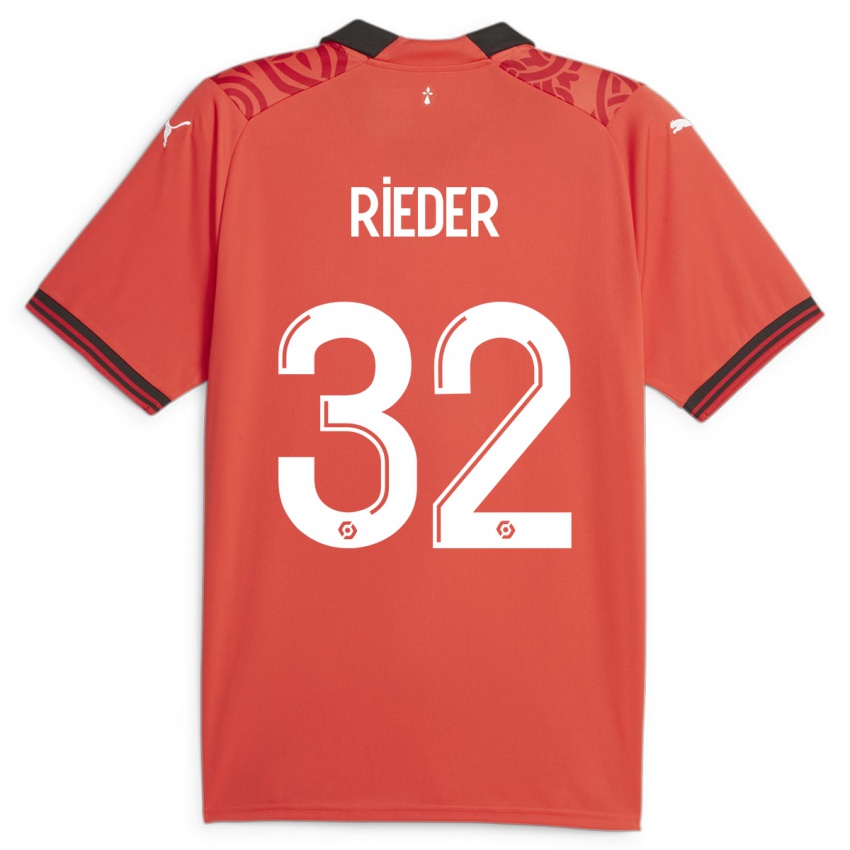 Kinder Fabian Rieder #32 Rot Heimtrikot Trikot 2023/24 T-Shirt