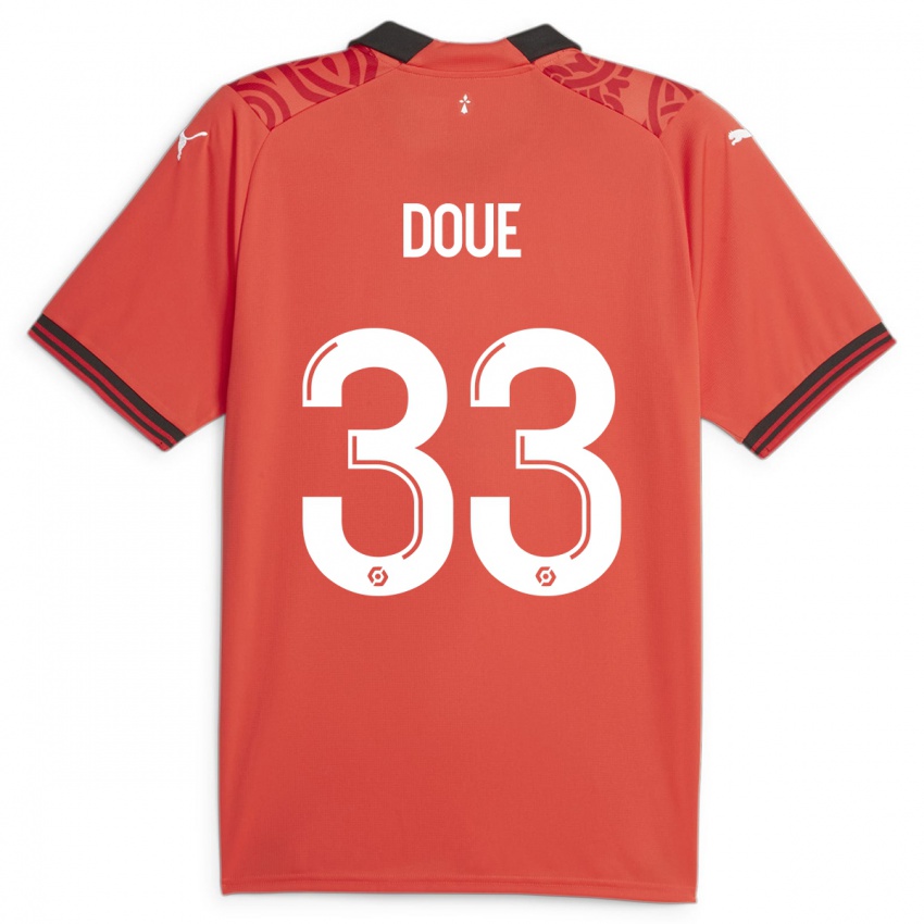 Kinder Désiré Doué #33 Rot Heimtrikot Trikot 2023/24 T-Shirt