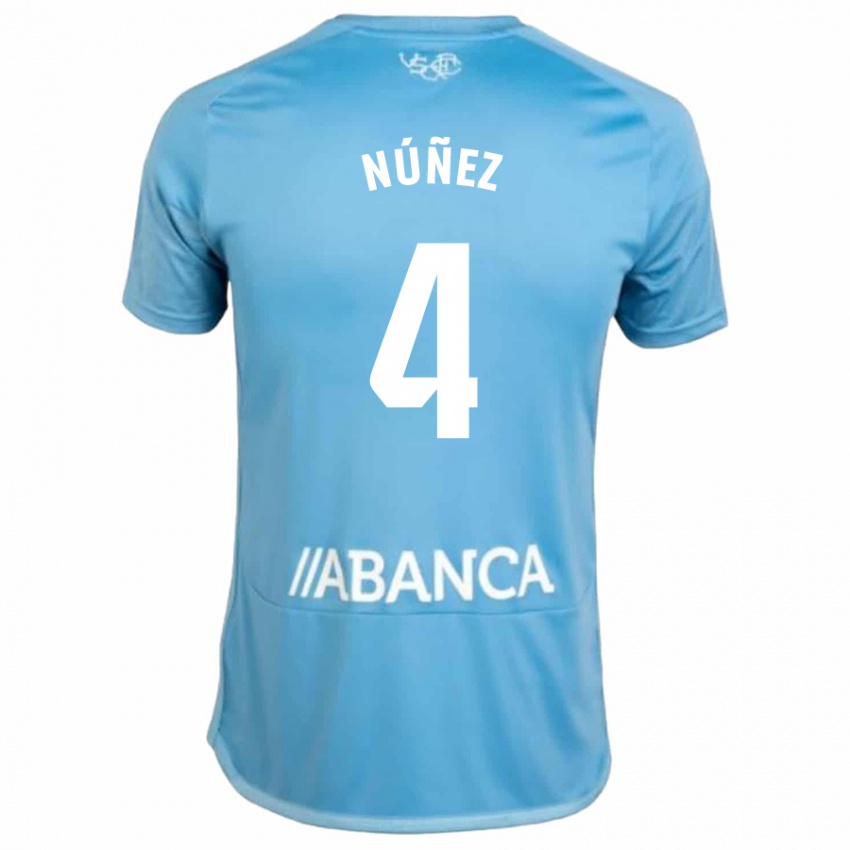 Kinder Unai Núñez #4 Blau Heimtrikot Trikot 2023/24 T-Shirt