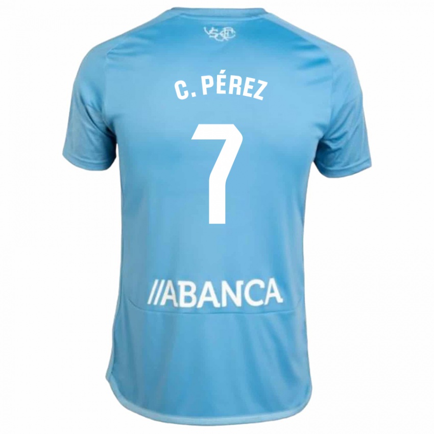 Kinder Carles Perez #7 Blau Heimtrikot Trikot 2023/24 T-Shirt