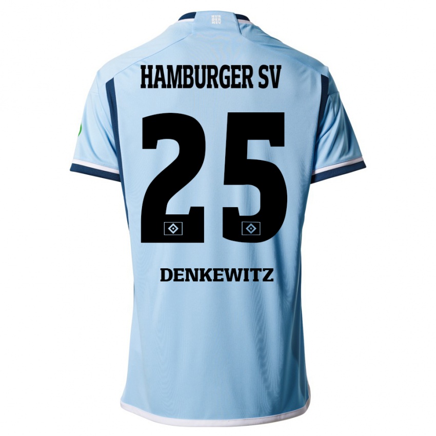 Kinder Nick Denkewitz #25 Blau Auswärtstrikot Trikot 2023/24 T-Shirt