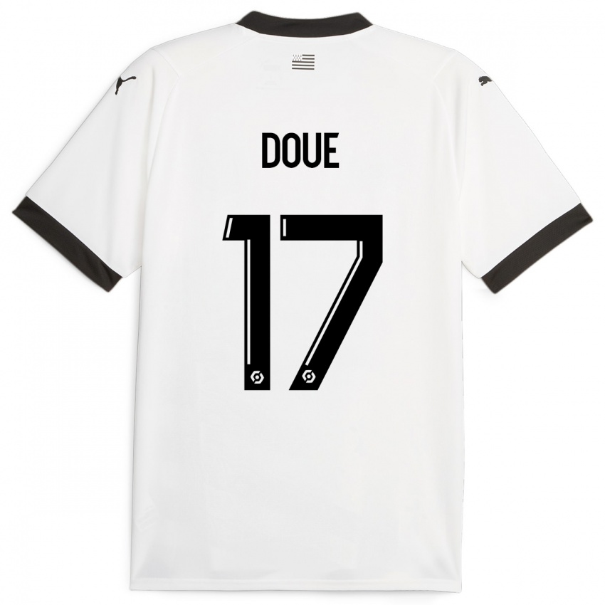 Kinder Guéla Doué #17 Weiß Auswärtstrikot Trikot 2023/24 T-Shirt