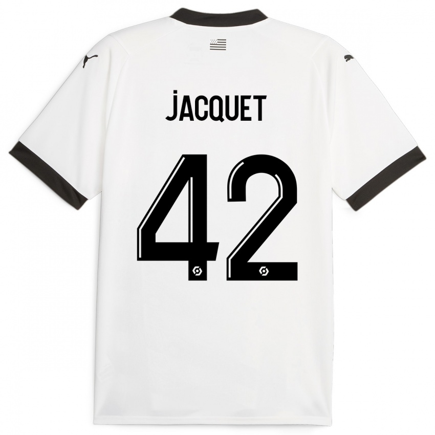 Kinder Jérémy Jacquet #42 Weiß Auswärtstrikot Trikot 2023/24 T-Shirt